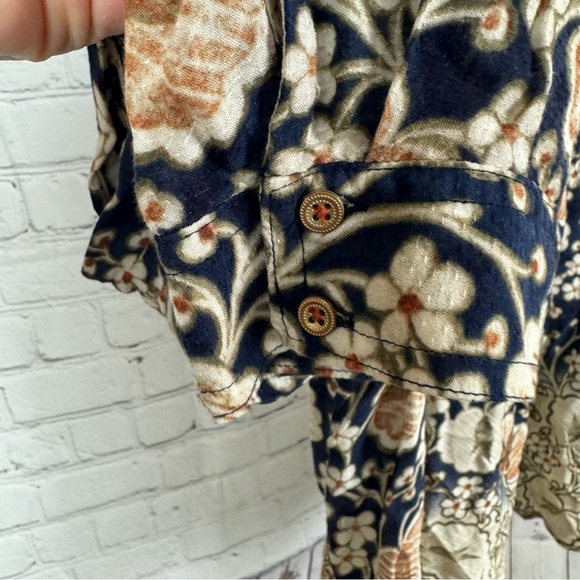 MAEVE Anthropologie Orli Blouse Floral Print Top Ombre Blue Beige Size Medium - Picture 5 of 8